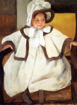 Ellen Mary Cassatt In A White Coat mothers children Mary Cassatt Oil Paintings